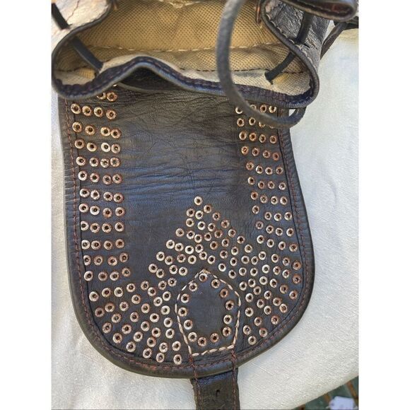 Vintage 70’s leather studded buckles backpack
